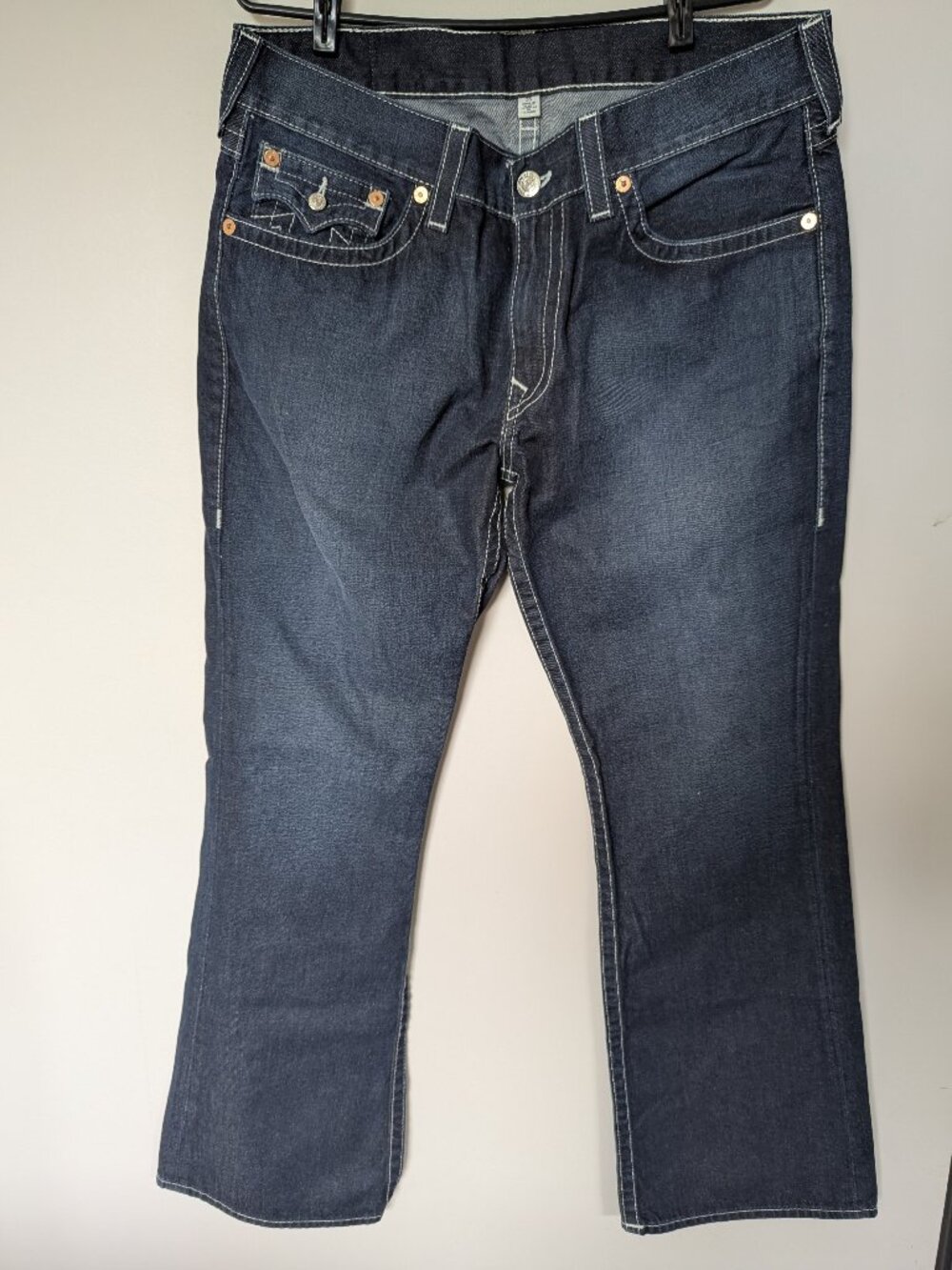 True Religion "World Tour" Men's Sz 38*33 Jeans Basic Boot Cut w/ Flaps